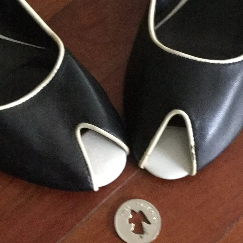 Black Leather Peep Toe  Kelly & Katie  Wedge NWOT